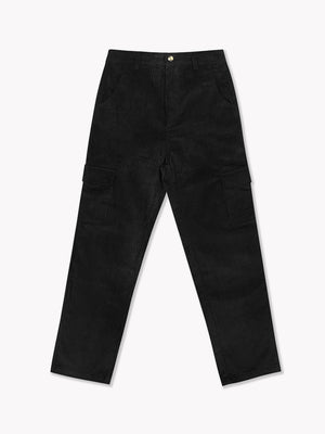 Corduroy Cargo Pants-Black