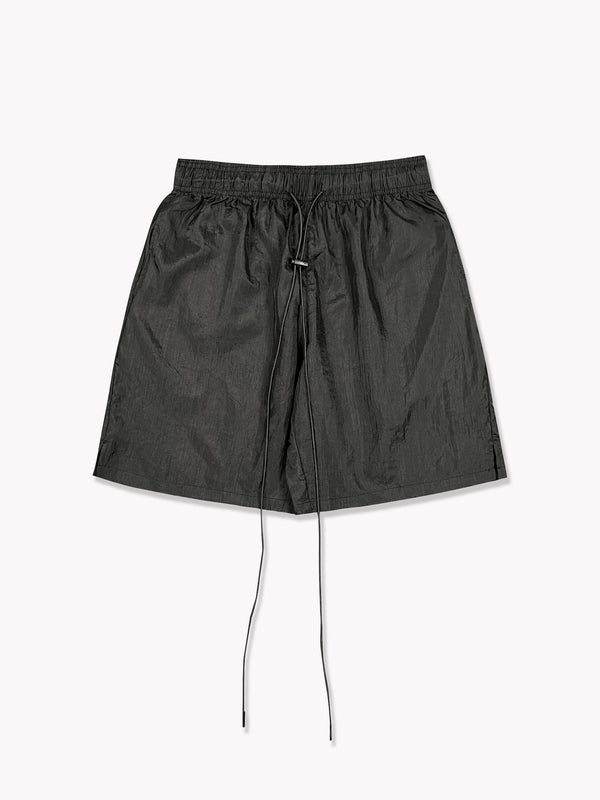 Crinkle Nylon Shorts-Black