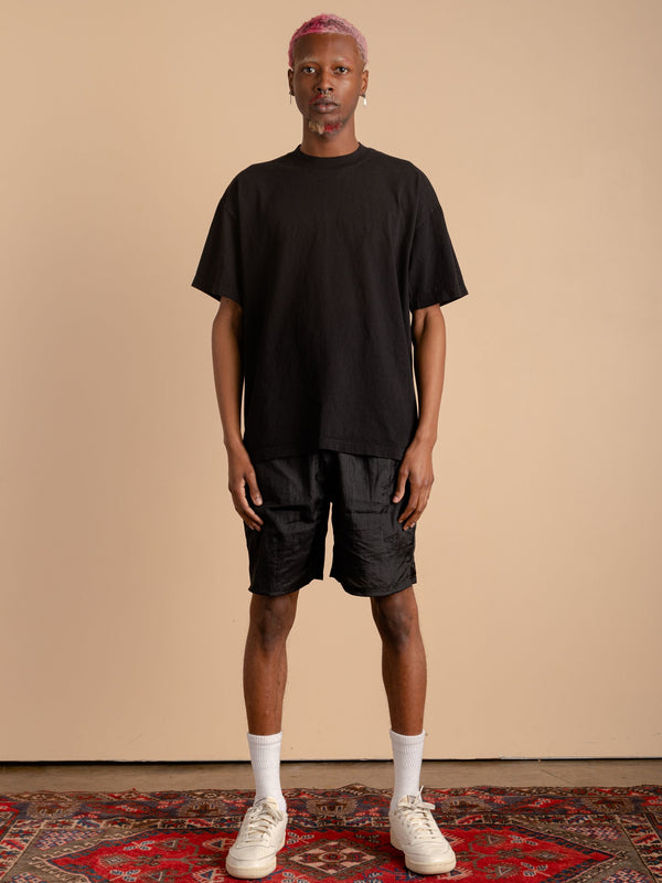 Crinkle Nylon Shorts-Black