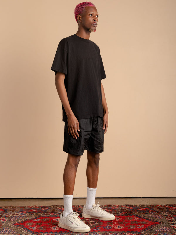 Crinkle Nylon Shorts-Black