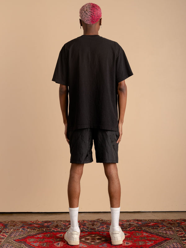 Crinkle Nylon Shorts-Black