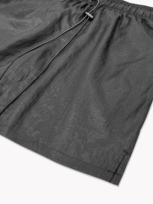 Crinkle Nylon Shorts-Black