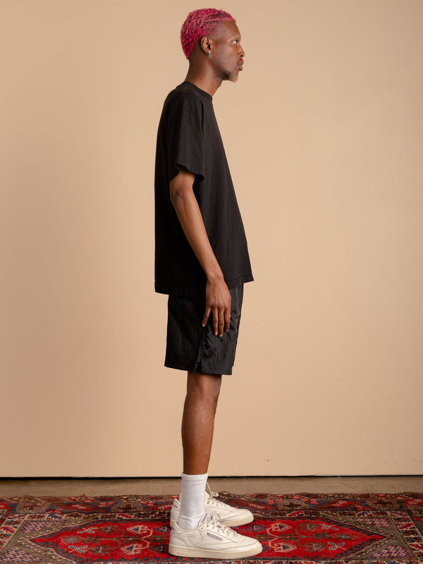 Crinkle Nylon Shorts-Black