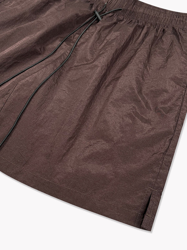 Crinkle Nylon Shorts-Chocolate