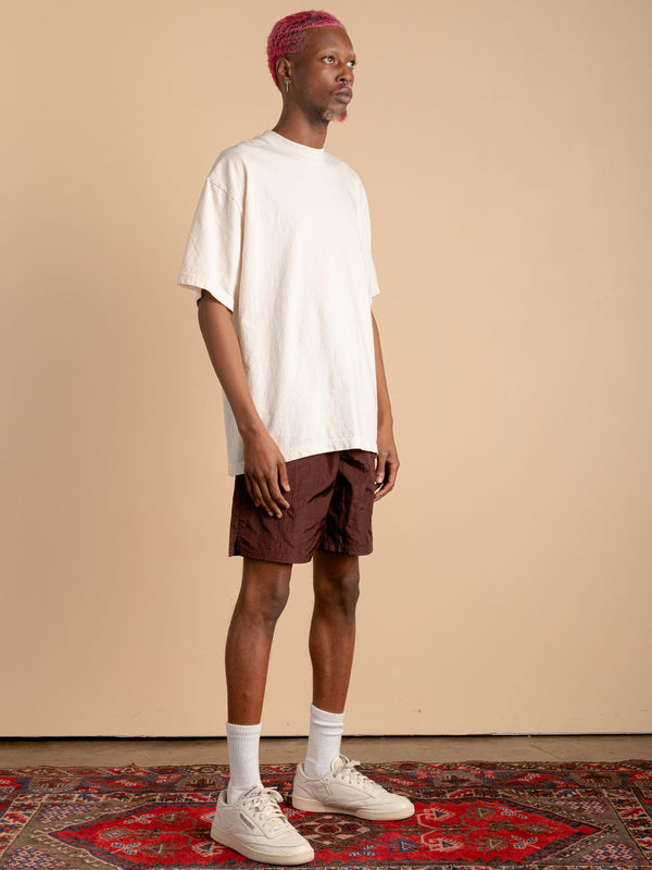 Crinkle Nylon Shorts-Chocolate