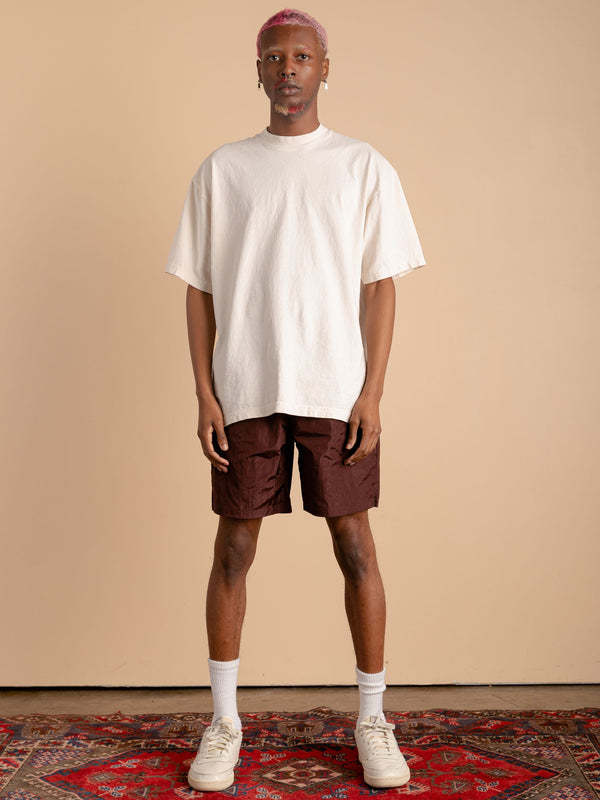 Crinkle Nylon Shorts-Chocolate