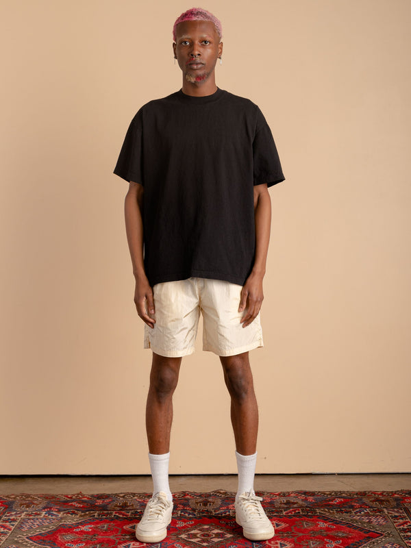Crinkle Nylon Shorts-Cream