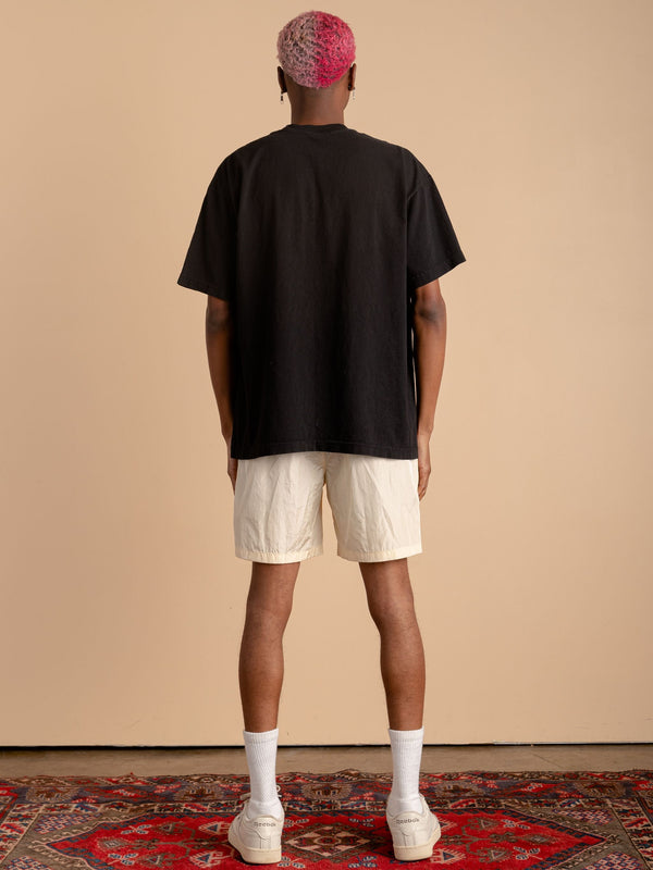 Crinkle Nylon Shorts-Cream