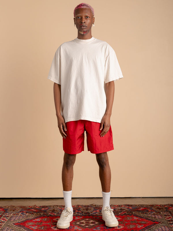 Crinkle Nylon Shorts-Red