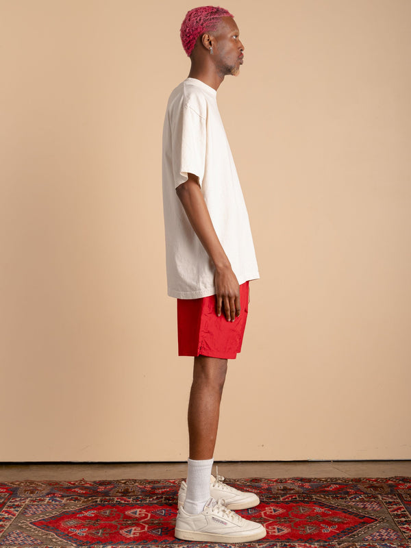 Crinkle Nylon Shorts-Red