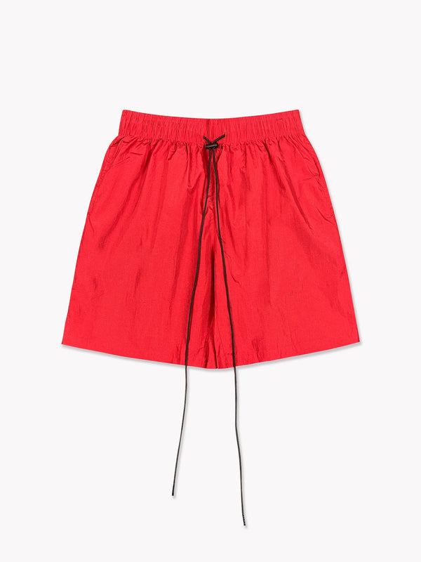 Crinkle Nylon Shorts-Red