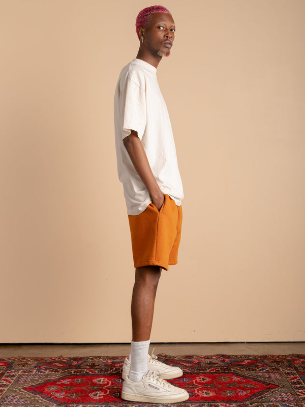 Fleece Sweat Shorts-Burnt Orange
