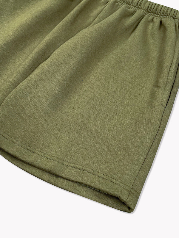 Fleece Sweat Shorts-Olive