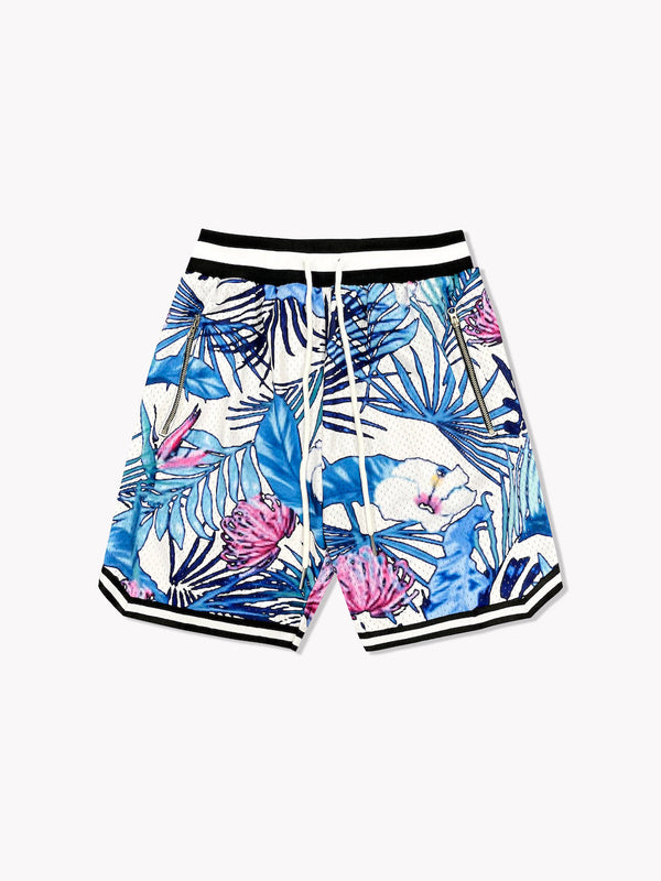 Floral Basketball Shorts-White