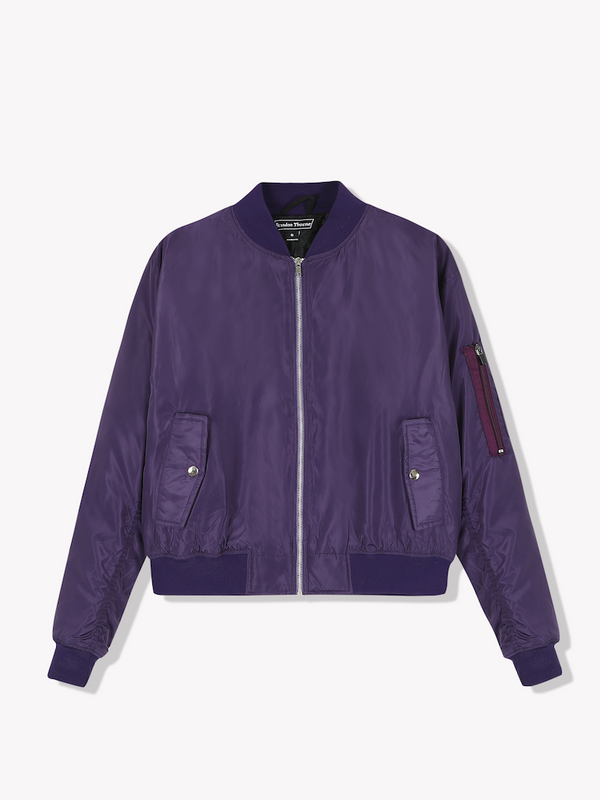 Nylon Bomber Jacket-Purple