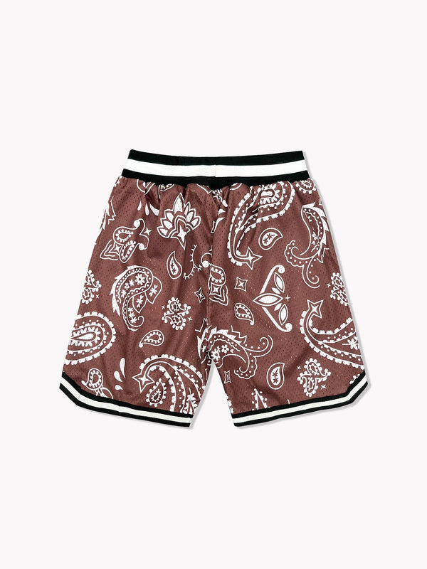 Paisley Basketball Shorts-Chocolate