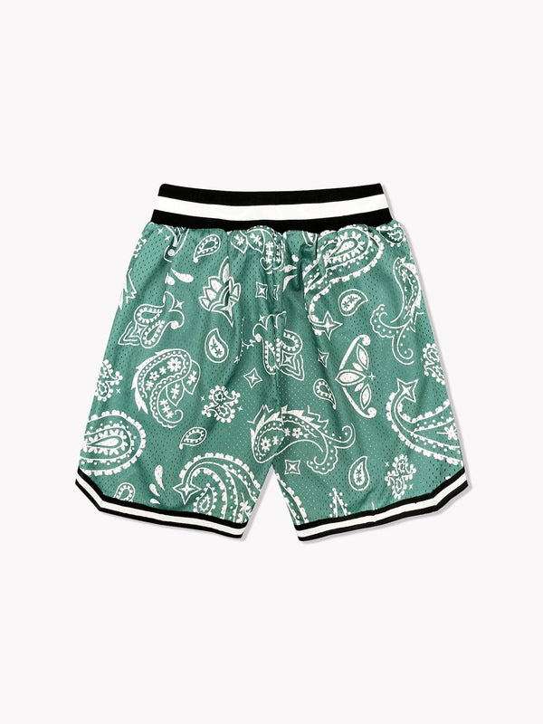 Paisley Basketball Shorts-Sage
