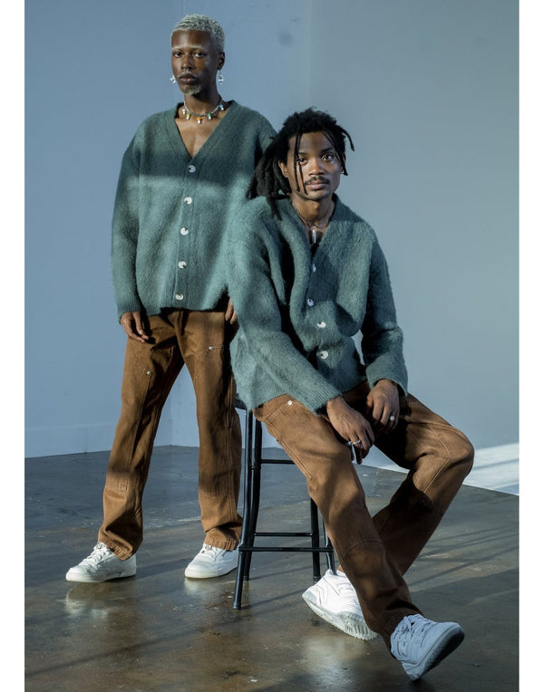 Shag Cardigan-Forest Green