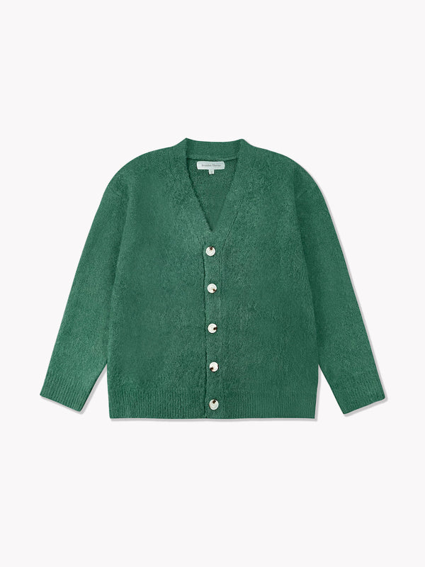 Shag Cardigan-Forest Green