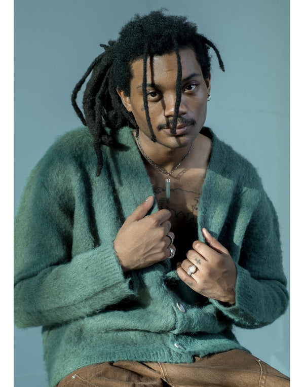 Shag Cardigan-Forest Green