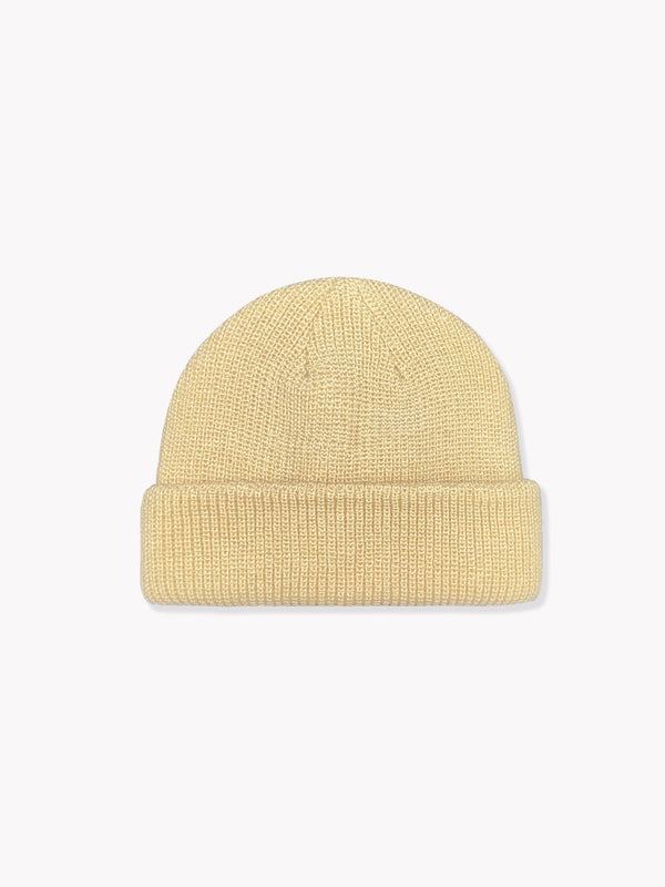 Short Roll Knit Beanie-Cream