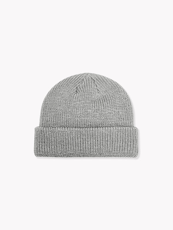 Short Roll Knit Beanie-Grey