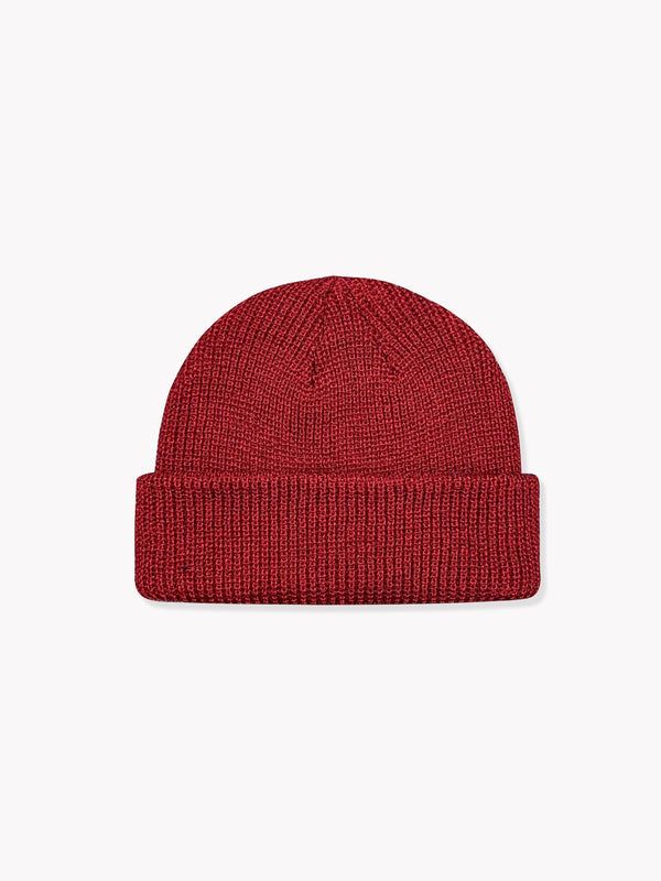 Short Roll Knit Beanie-Maroon