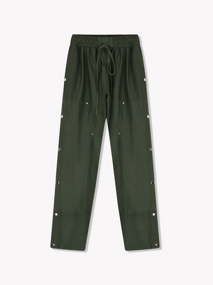 Snap Double Knee Pants-Olive