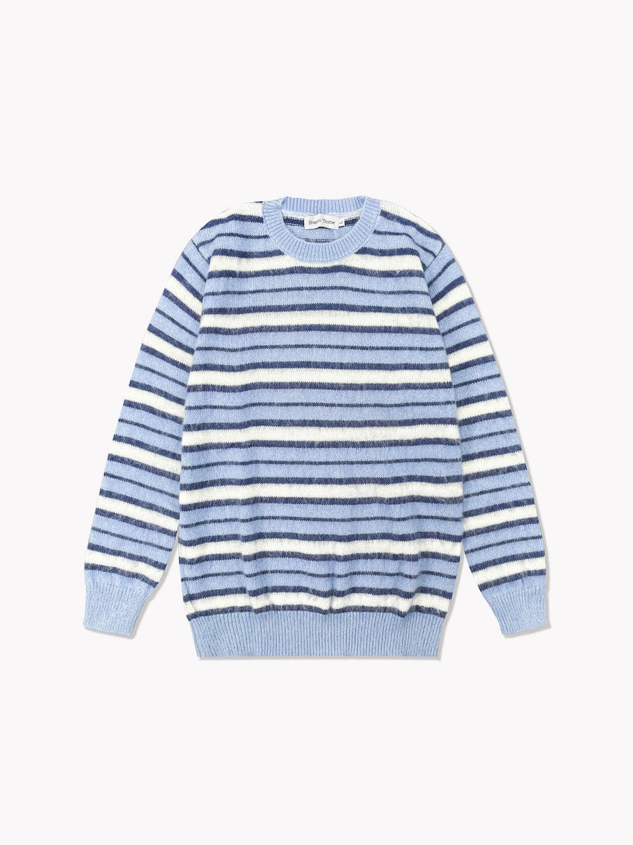 トップス Uniform experiment mohair stripe knit Striped Mohair Knit Sweater-Blue – Brandon Thorne