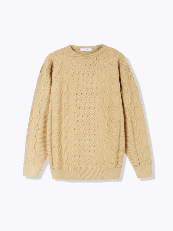 Cable Knit Sweater-Brown