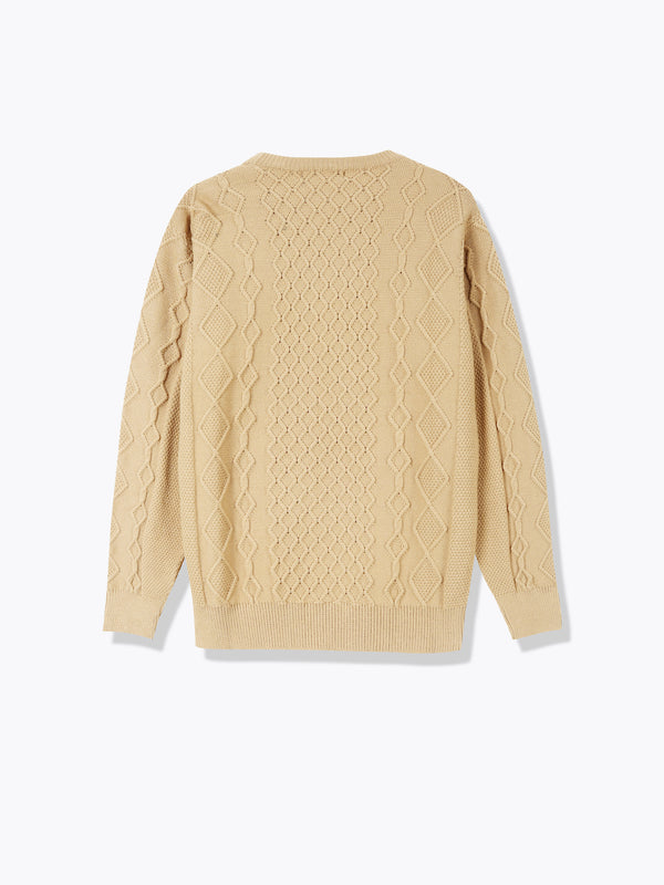 Cable Knit Sweater-Brown