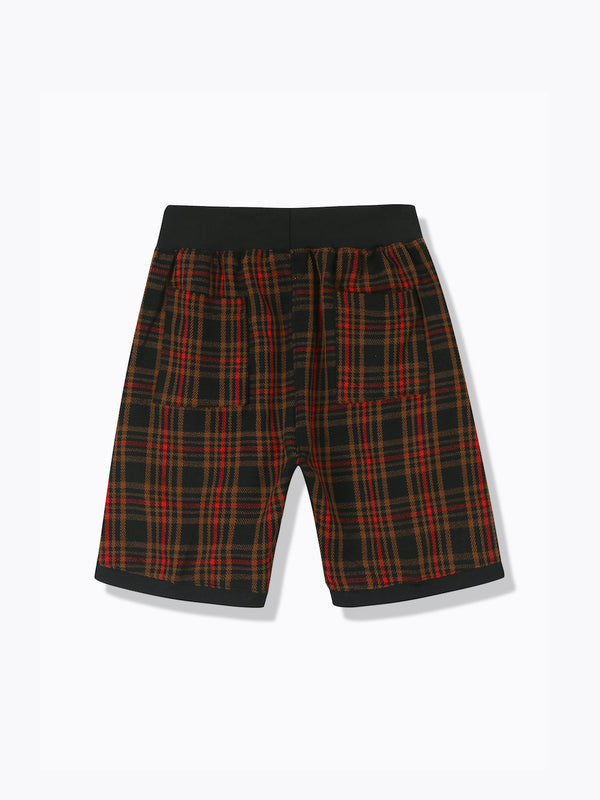 Plaid Basketball Shorts-Black/Red