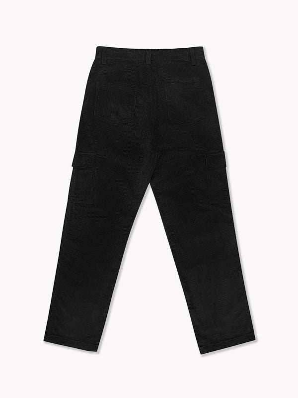 Corduroy Cargo Pants-Black
