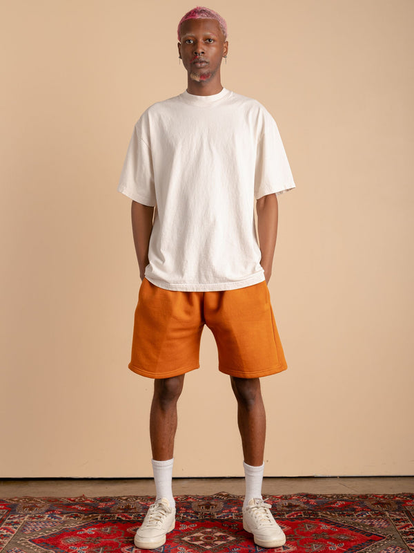 Fleece Sweat Shorts-Burnt Orange