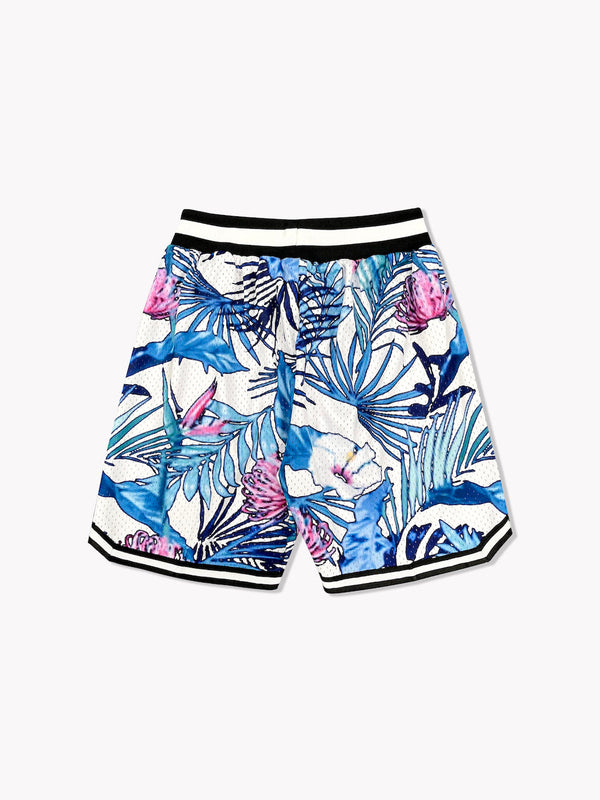 Floral Basketball Shorts-White