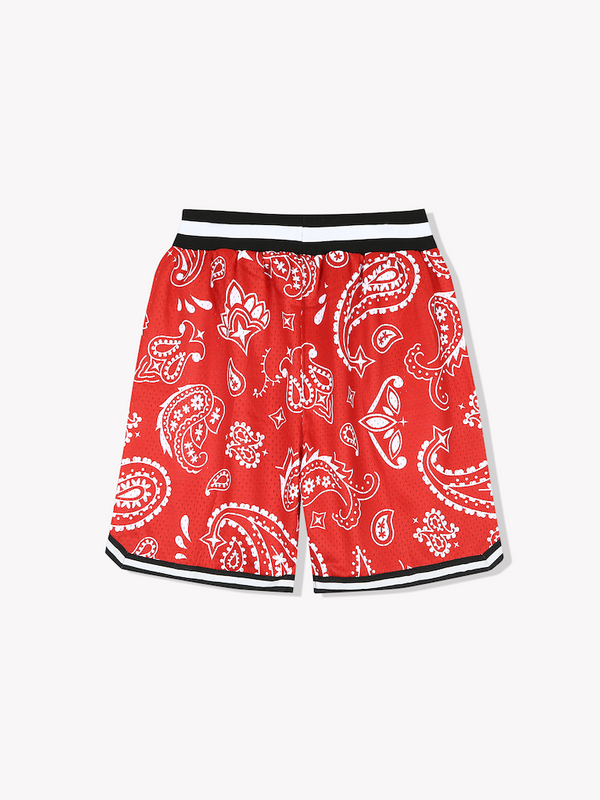 Paisley Basketball Shorts-Red
